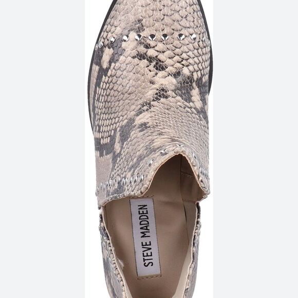 Steve Madden size 5.5  style Conspire snakeskin zip back 2” heel silver studs - Picture 2 of 10